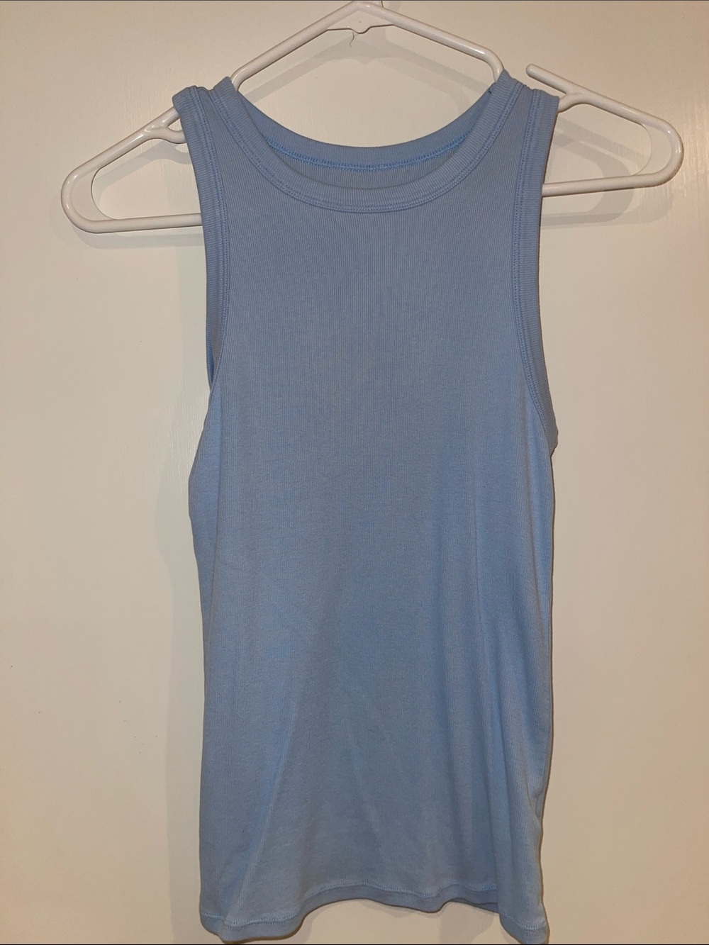 a new day Pastel Blue Ribbed Tank Top